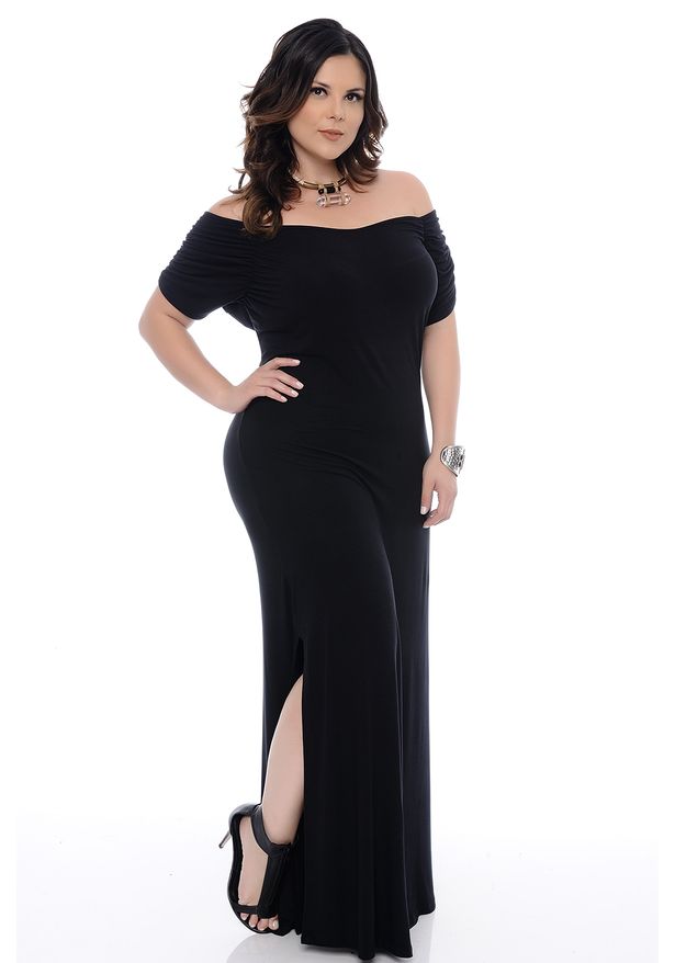 vestidos longos de malha plus size