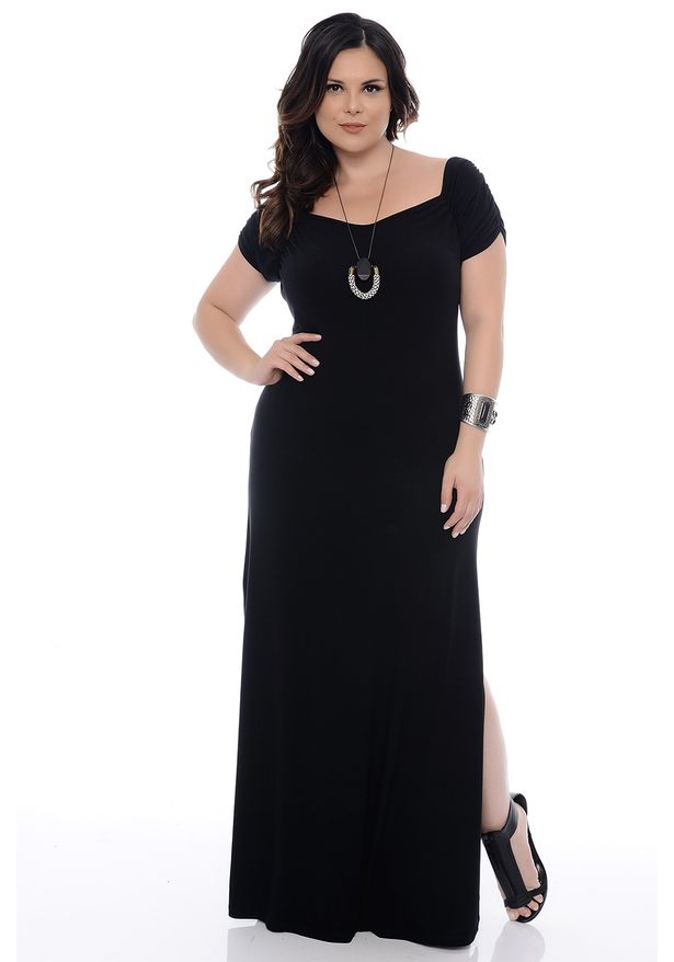 Vestido Longo Preto Plus Size Chic E Elegante