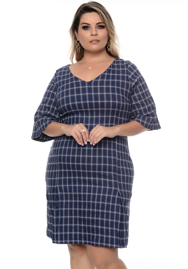 vestido xadrez plus size