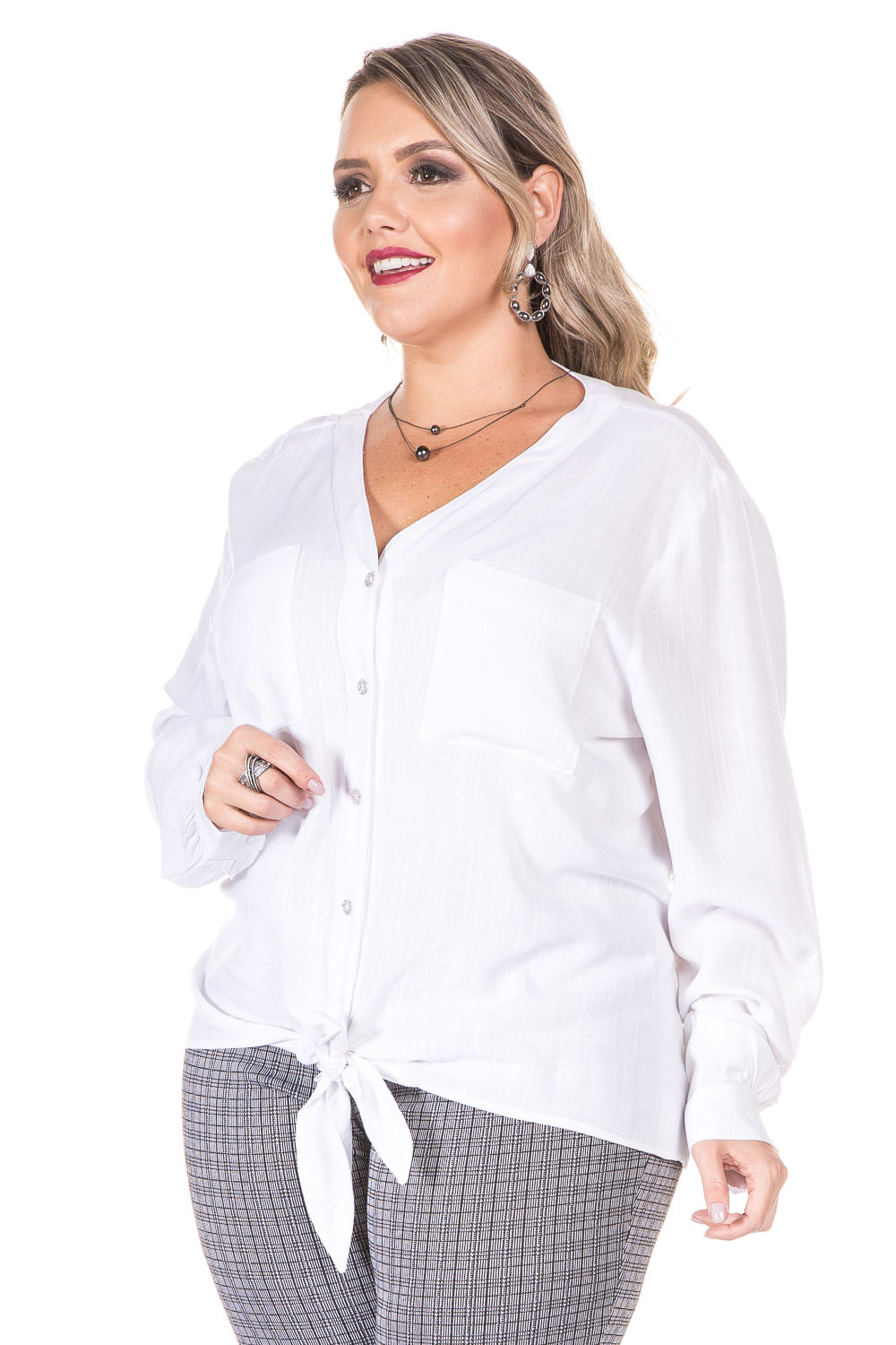 Camisa Off White Plus Size - Chic e Elegante
