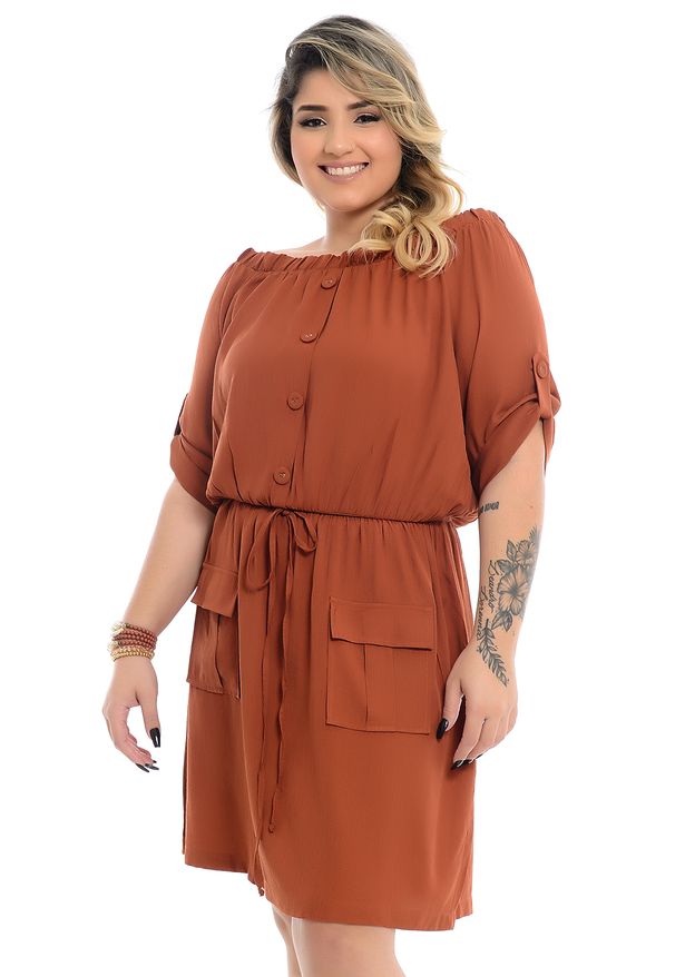 vestido marrom plus size