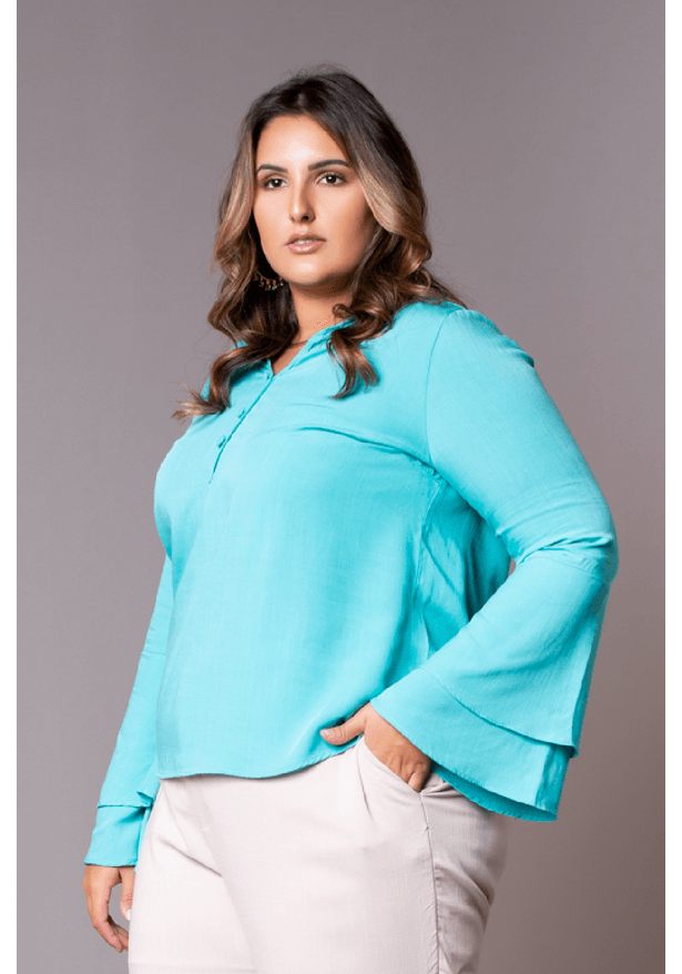 blusa manga flare curta