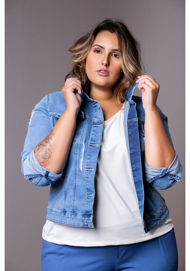 casaco jeans plus size