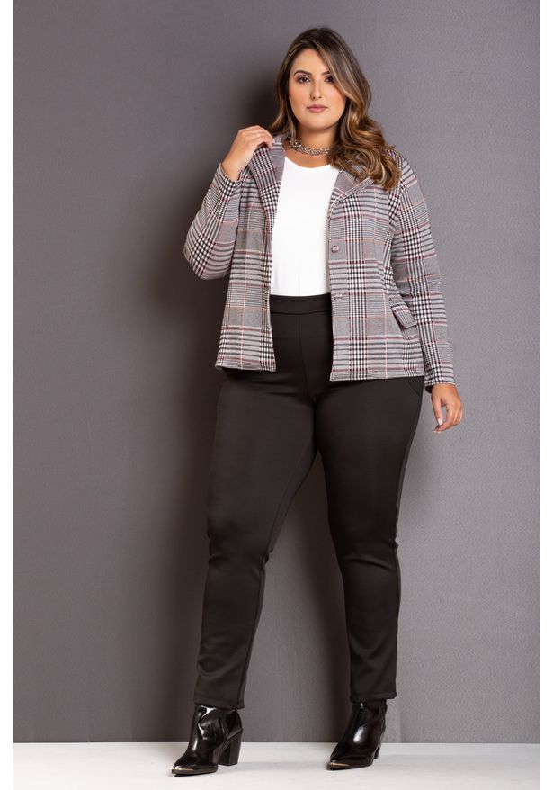 casaco xadrez plus size