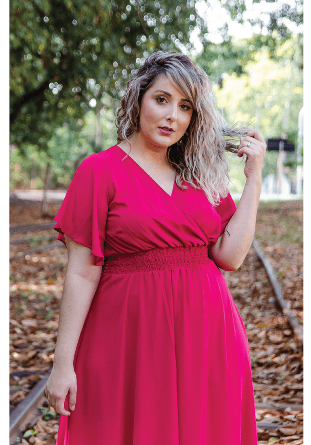 vestido pink plus size