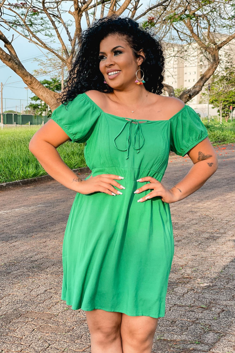 Vestido verde plus store size