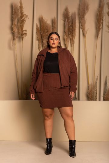 Jaqueta-Curta-Veludo-Marrom-Plus-Size Jaqueta-Curta-Veludo-Marrom-Plus-Size