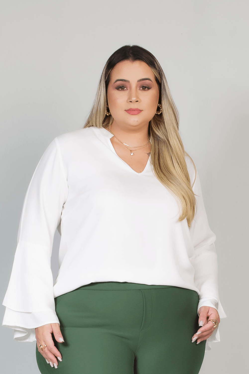 Blusa Manga Camisa Manga Longa Feminina Plus Size Best Blusa