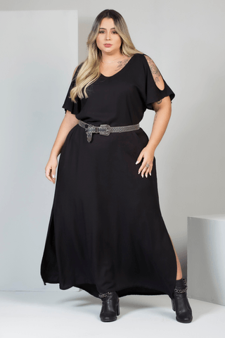 Compre Plus size vestidos pretos elegantes festa de noite mulheres