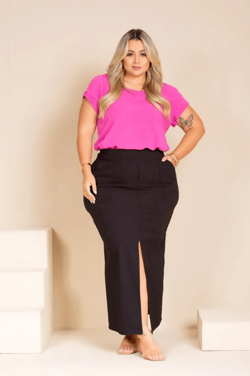 Saia-Longa-Bengaline-Camille-Plus-Size-PRETO Saia-Longa-Bengaline-Camille-Plus-Size-PRETO