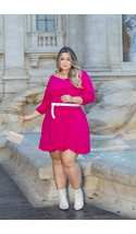 Vestido-Gingado-Manga-7-8-Plus-Size-PINK