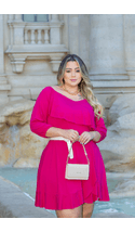 Vestido-Gingado-Manga-7-8-Plus-Size-PINK