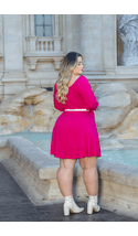 Vestido-Gingado-Manga-7-8-Plus-Size-PINK