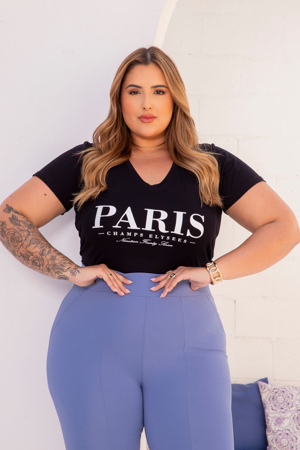T-Shirt Jaqueline Silk Plus Size PRETO
