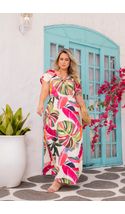 Vestido-Longo-Amarril-Hortensia-Malha-Plus-Size-FUNDO-BEGE-COM-FOLHAGEM