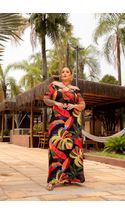 Vestido-Longo-Amarril-Hortensia-Malha-Plus-Size-FUNDO-PRETO-COM-FOLHAGEM