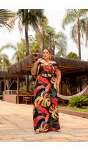 Vestido-Longo-Amarril-Hortensia-Malha-Plus-Size-FUNDO-PRETO-COM-FOLHAGEM