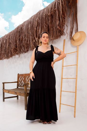 Vestido-Longo-Elisabeth-Com-No-e-Babado-Plus-Size-PRETO Vestido-Longo-Elisabeth-Com-No-e-Babado-Plus-Size-PRETO
