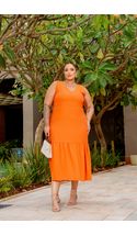 Vestido-Midi-Aruba-Decote-Quadrado-Plus-Size-LARANJA Vestido-Midi-Aruba-Decote-Quadrado-Plus-Size-LARANJA