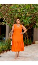Vestido-Midi-Aruba-Decote-Quadrado-Plus-Size-LARANJA Vestido-Midi-Aruba-Decote-Quadrado-Plus-Size-LARANJA